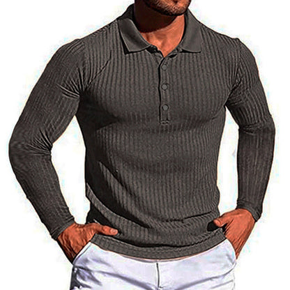 Chemise polo longue à manches élégantes pour homme au design texturé Chic und Stil
