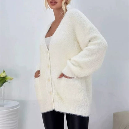 Dames cardigan en viscose douillet avec poches appliquées Chic und Stil