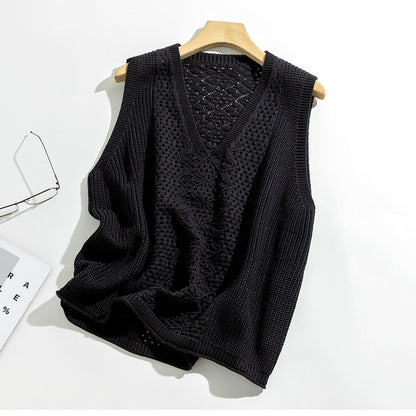 Gilet Tricot Texturé à Col V Femme Chic und Stil