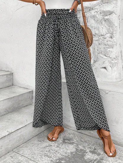 Summer palazzo pants for women with elastic waist and floral pattern Chic and Style