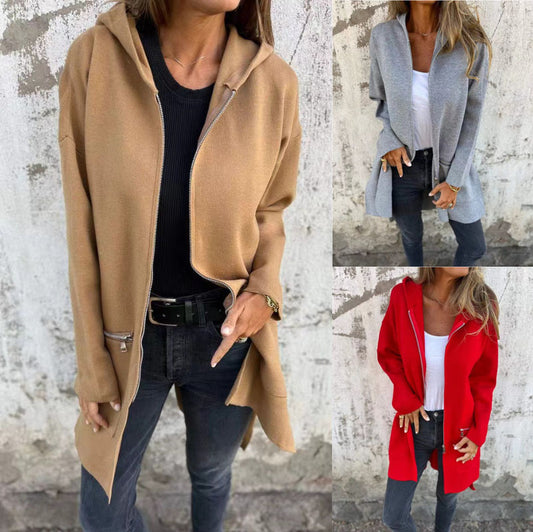 Dames Élégante Veste en Tricot avec Fermeture Éclair et Poches Chic und Stil