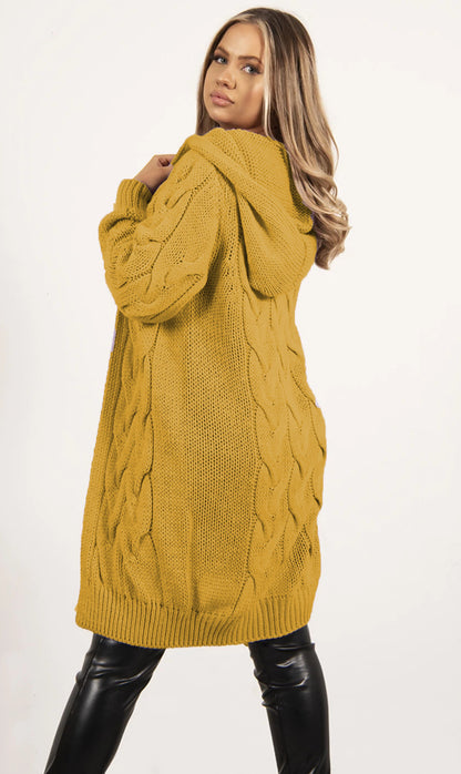 Dames Grossstrick Cardigan avec capuche et poches pratiques Chic und Stil
