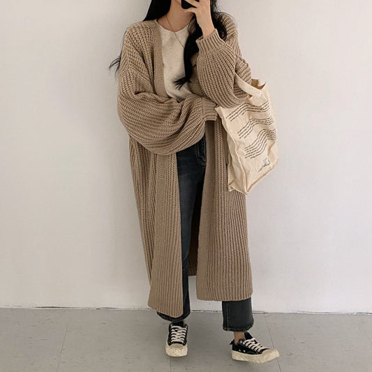 Cardigan en tricot épais pour femmes avec coupe ouverte et finitions de manches confortables Chic und Stil