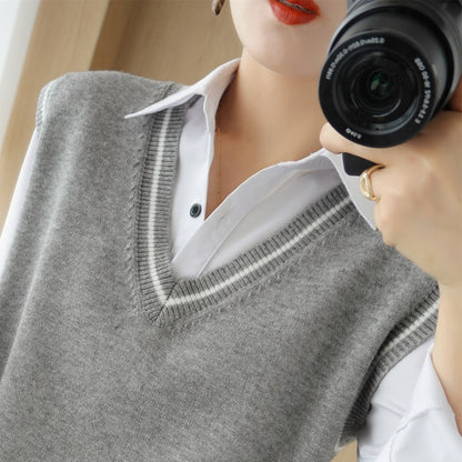 Dames V-encolure pull-over gilet Chic und Stil
