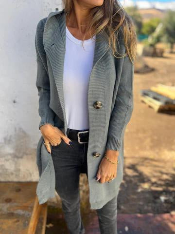 Dames cardigan avec capuche et grands boutons Chic und Stil