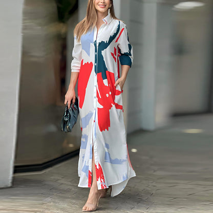 Robe longue à impression artistique pour femmes Chic und Stil