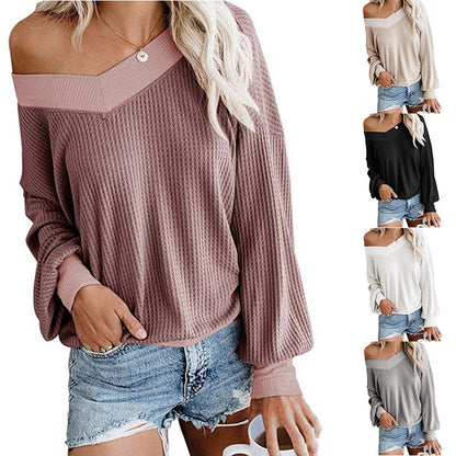 Pull décontracté pour femmes avec décolleté asymétrique et manches volumineuses Chic und Stil