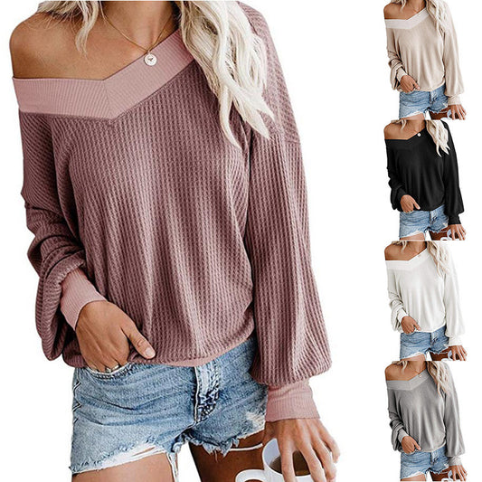 Pull décontracté pour femmes avec décolleté asymétrique et manches volumineuses Chic und Stil