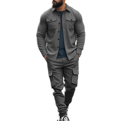 Men's Cargo Shirt and Jogging Pants Set Chic and Style