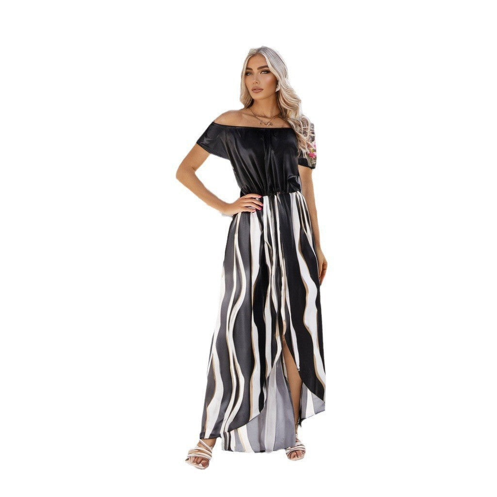 Robe maxi femme avec un élégant décolleté off-shoulder et un design fluide Chic und Stil
