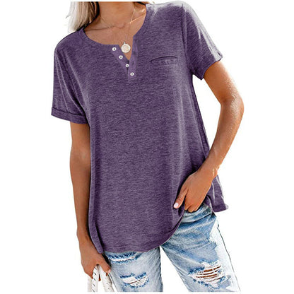 T-shirt pour femmes de haute qualité avec détail de bouton et coupe décontractée Chic und Stil