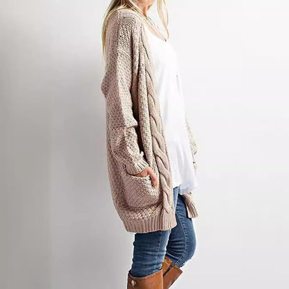 Dames cardigan en tricot confortable avec poches et motif torsadé Chic und Stil