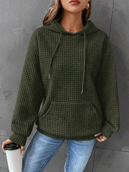 Sweat à capuche décontracté pour femmes avec surface texturée et poche kangourou pratique Chic und Stil