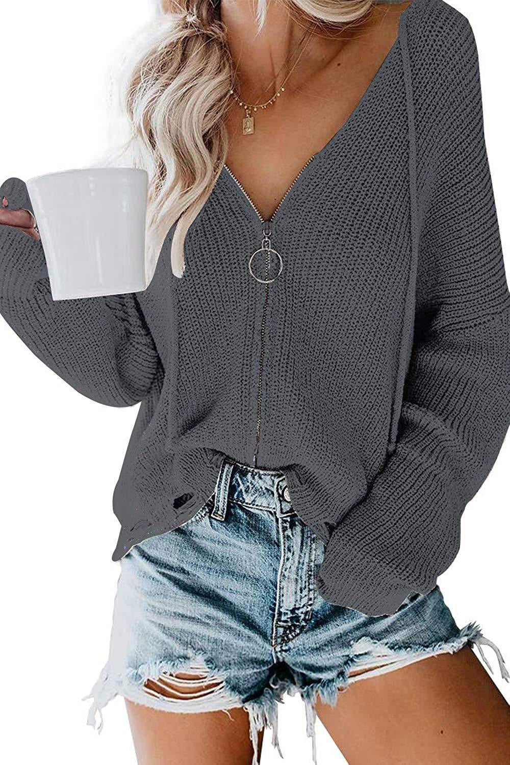Femme Pull décontracté avec fermeture éclair moderne et coupe ample Chic und Stil