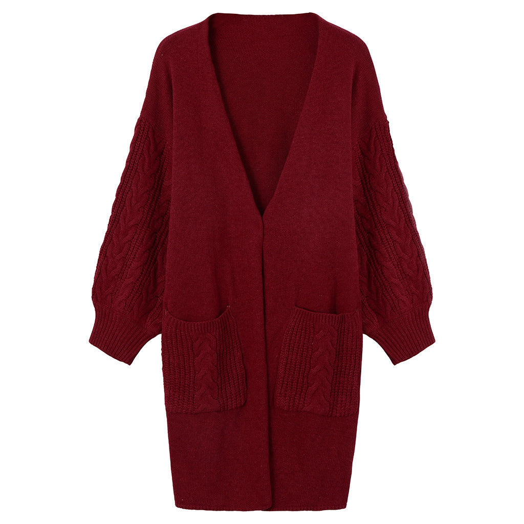 Cardigan long pour femme en tricot avec motif en relief et poches pratiques Chic und Stil