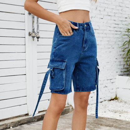 Shorts cargo femmes en taille haute décontractée avec poches latérales pratiques Chic und Stil