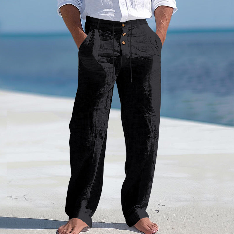 Casual beach pants for men with adjustable waist and practical pockets Chic and Style