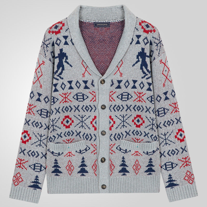 Men's knitted jacket with traditional pattern and warm inner lining Chic und Stil