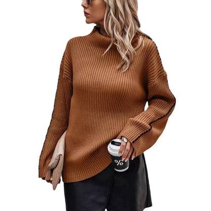 Pull en tricot pour femmes avec un col roulé élégant et des ouvertures de manches tendance Chic und Stil