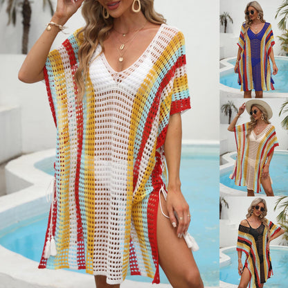 Dames Ouvert Maille Plage Survêtement Robe Chic und Stil