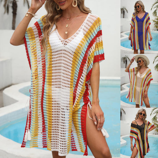 Dames Ouvert Maille Plage Survêtement Robe Chic und Stil