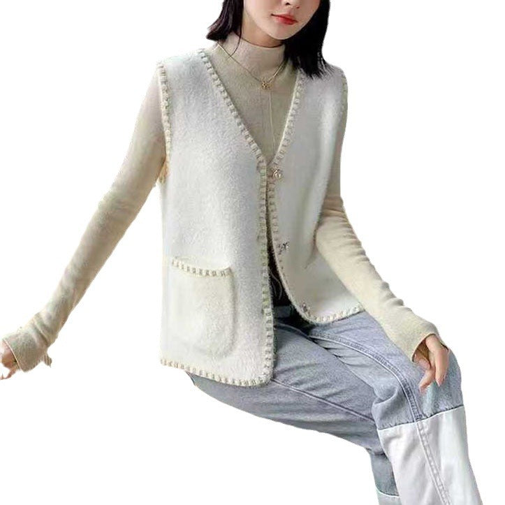 Dames gilet en tricot avec détails de boutons décoratifs Chic und Stil