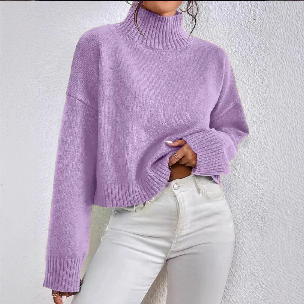 Dames pull col tendance en laine douce Chic und Stil