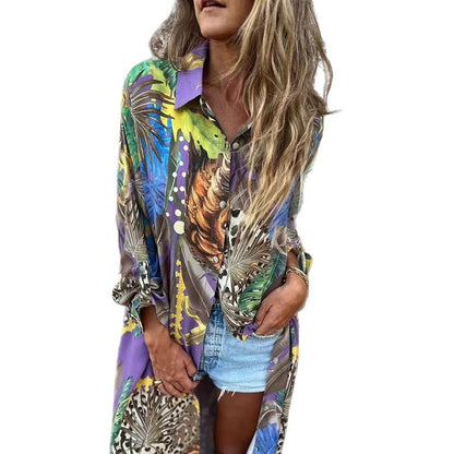Blouse à manches longues pour femmes avec motif animal et coupe décontractée Chic und Stil
