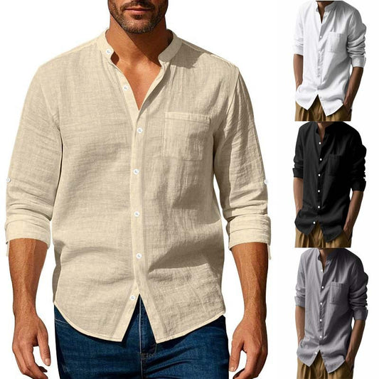 Chemise pour hommes avec col montant et poche poitrine Chic und Stil