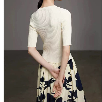 T-shirt en maille côtelée à boutons pour femmes Chic und Stil