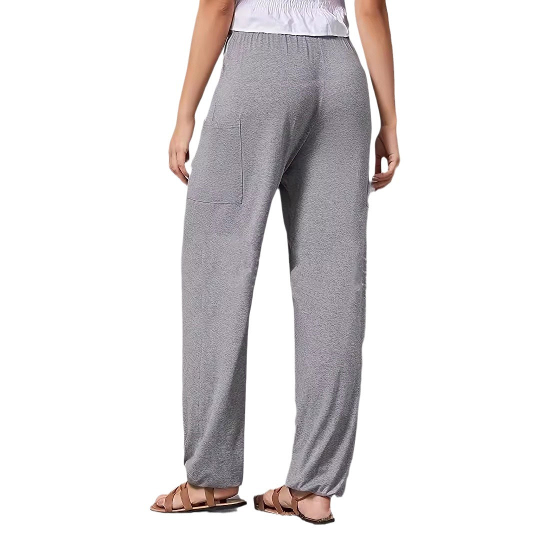 Women Comfortable Leisure Pants with Practical Pockets and Elastic Waist Chic and Style