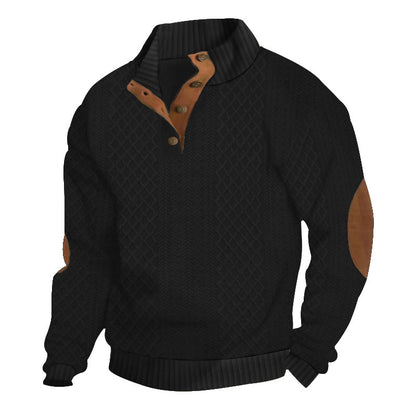 Pull-over décontracté en tricot pour femmes avec col structuré et applications en cuir Chic und Stil