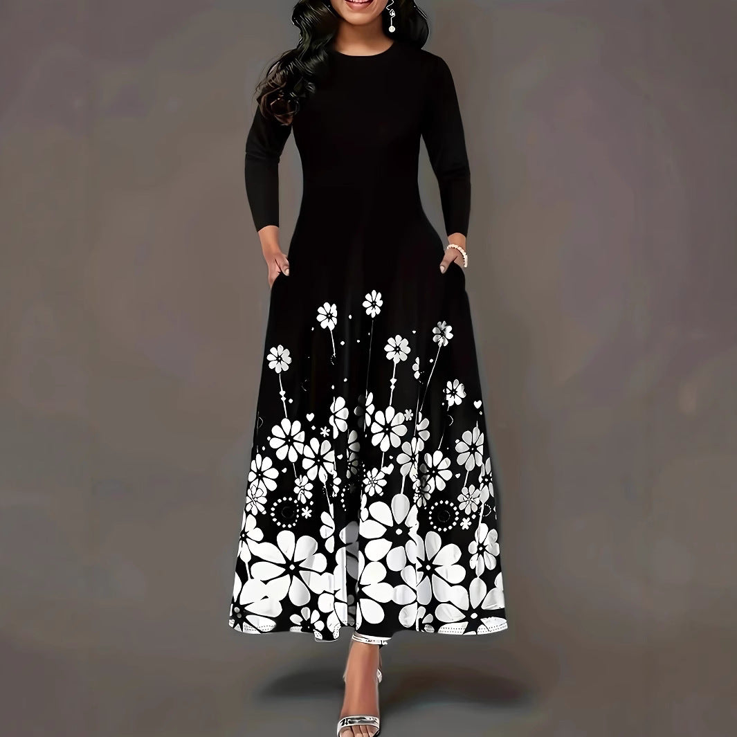 Robe maxi femme avec design floral et poches pratiques Chic und Stil