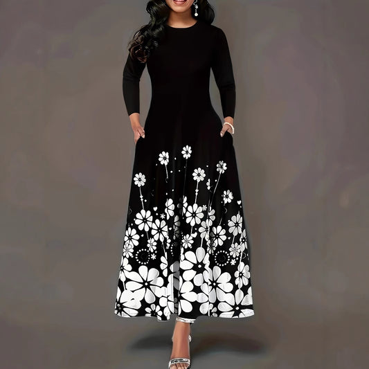 Robe maxi femme avec design floral et poches pratiques Chic und Stil