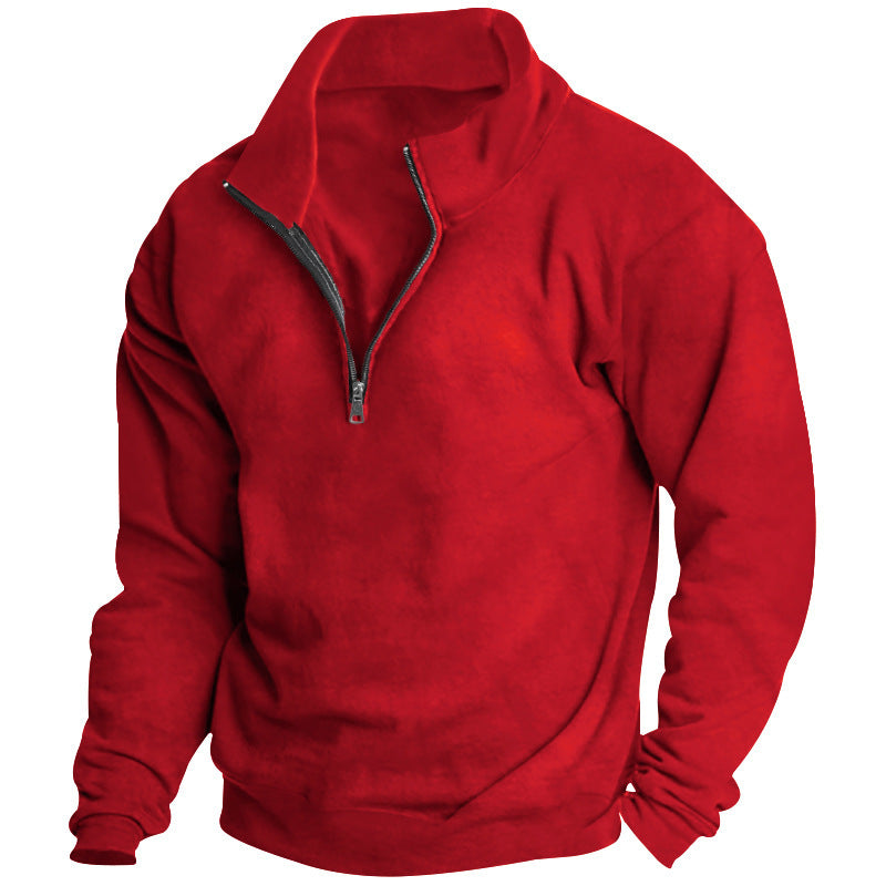 Stylish fleece pullover for men with high collar and zip Chic and Style