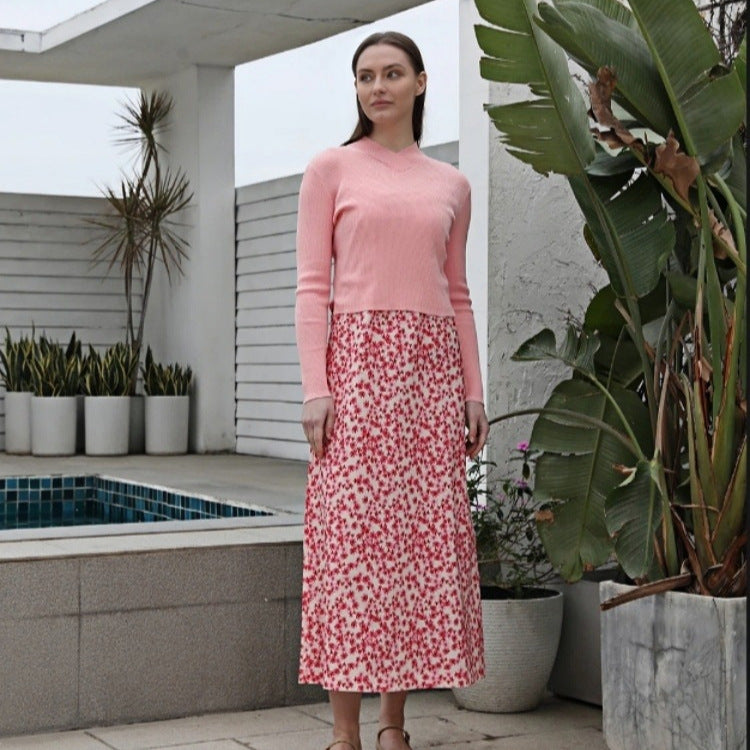 Femme combinaison de pull et de jupes maxi Chic und Stil