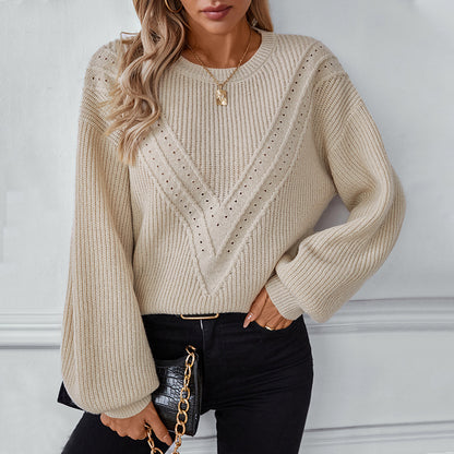 Pull en tricot pour femmes avec décolleté en V et motif texturé décoratif Chic und Stil