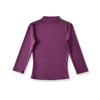 Chemise à manches longues pour femmes avec col montant et détails froncés Chic und Stil