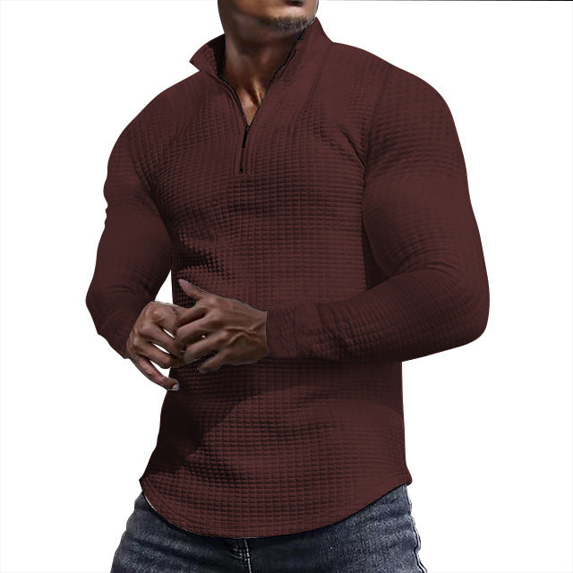 Functional T-shirt for men with high collar and textured design Chic und Stil