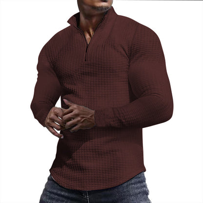 Functional T-shirt for men with high collar and textured design Chic und Stil