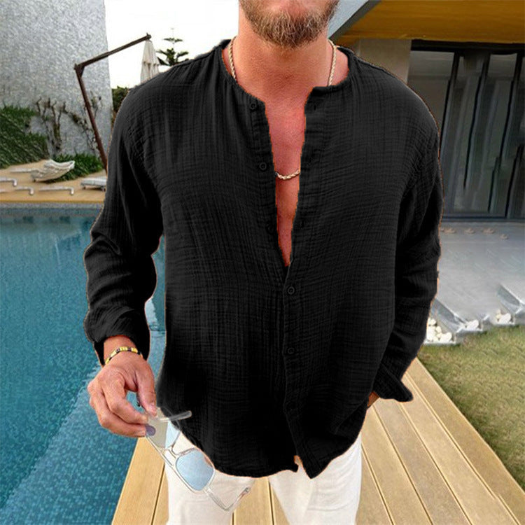 Chemises à manches longues pour hommes en tissu léger et respirant avec patte de boutonnage Chic und Stil