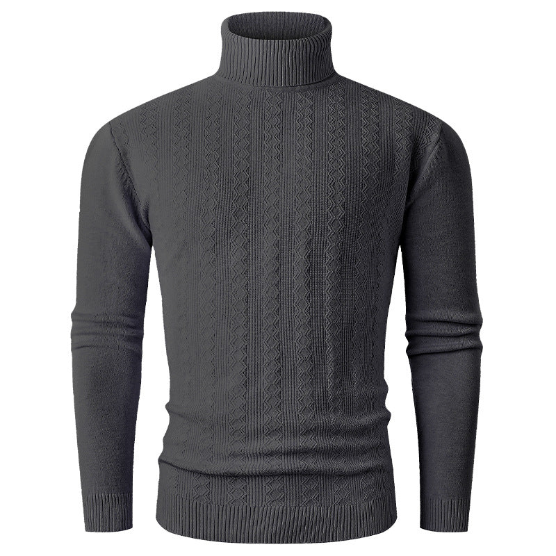 Pullover à col roulé pour hommes avec motif texturé et col montant Chic und Stil