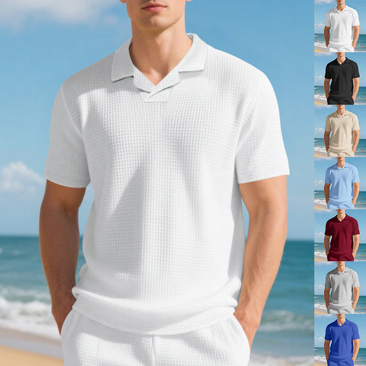 Polo décontracté pour hommes en matériau respirant avec design structuré Chic und Stil