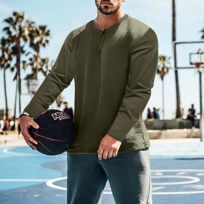 Chemise Henley à manches longues pour homme en tissu texturé avec des détails de bouton pratiques Chic und Stil