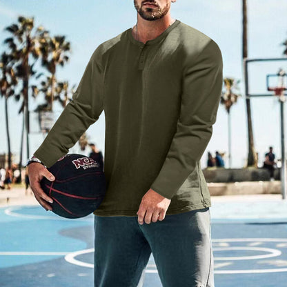 Chemise Henley à manches longues pour homme en tissu texturé avec des détails de bouton pratiques Chic und Stil