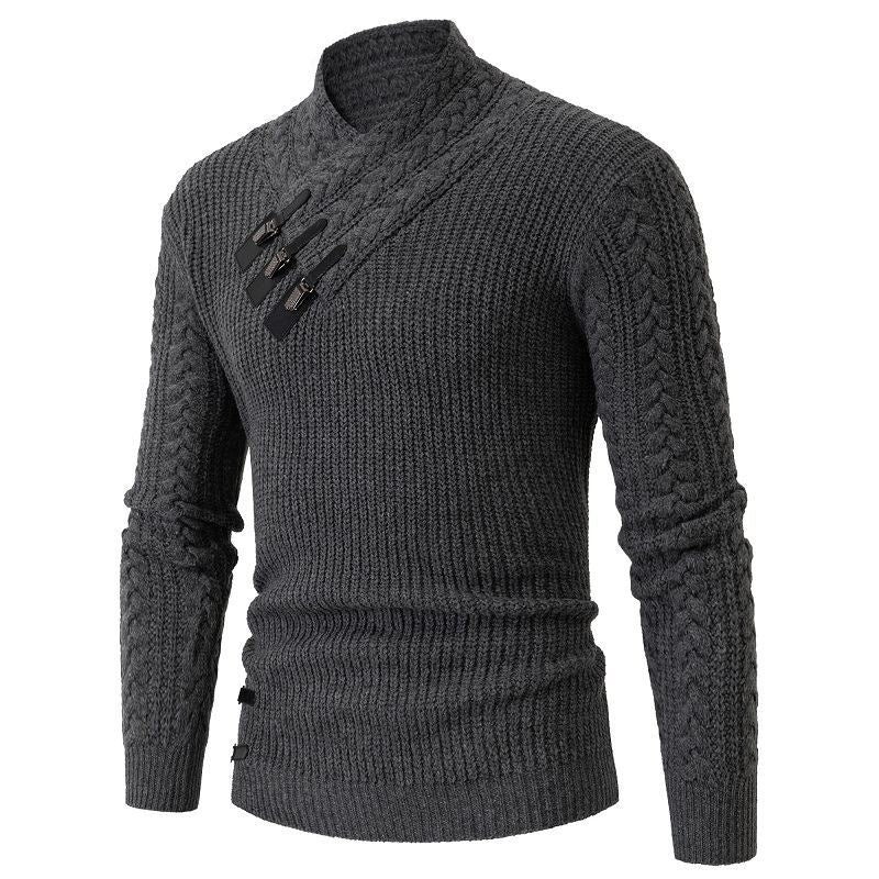 Pull en tricot pour hommes avec col asymétrique et zipper décoratif Chic und Stil