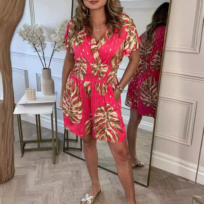 Combinaison pour femmes avec design floral et taille élastique Chic und Stil