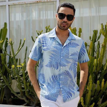 Chemise à manches courtes pour hommes au design tropical de feuilles Chic und Stil