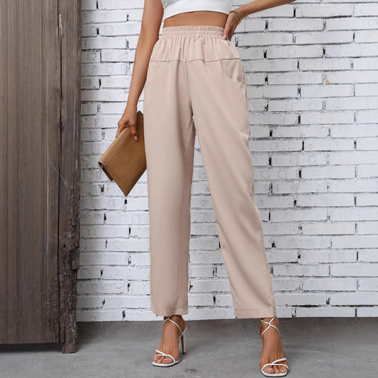Pantalon de loisirs élégant pour femmes avec taille élastique et poches latérales pratiques Chic und Stil