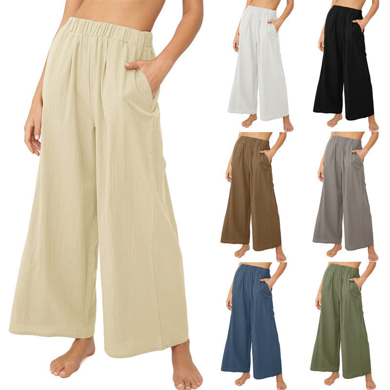 Wide palazzo pants for women with elastic waistband and side pockets Chic and Style